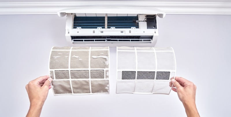 Comparison of clean and dirty air conditioner filters